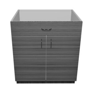B30 – 30″W x 24″D x 34.5″H Black Stripe Acrylic Glossy Horizontal, Base Cabinet, 2 Doors, 1 Drawer, Plain Modern Frameless