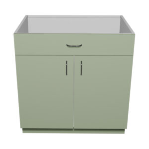 B33 – 33″W x 24″D x 34.5″H Green Acrylic Glossy, Base Cabinet 2 Doors, 1 Drawer, Plain Modern Frameless