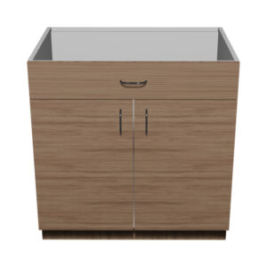 B33 – 33″W x 24″D x 34.5″H Oak Wood Grain Horizontal, Base Cabinet 2 Doors, 1 Drawer, Plain Modern Frameless